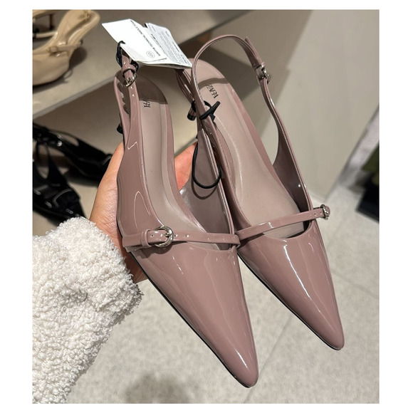 ZARA Pointed Toe Kitten Heels NWT - Picture 9 of 16